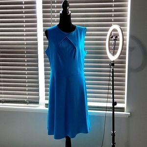 NWOT, Turquoise sleeveless cotton A-line midi summer dress.